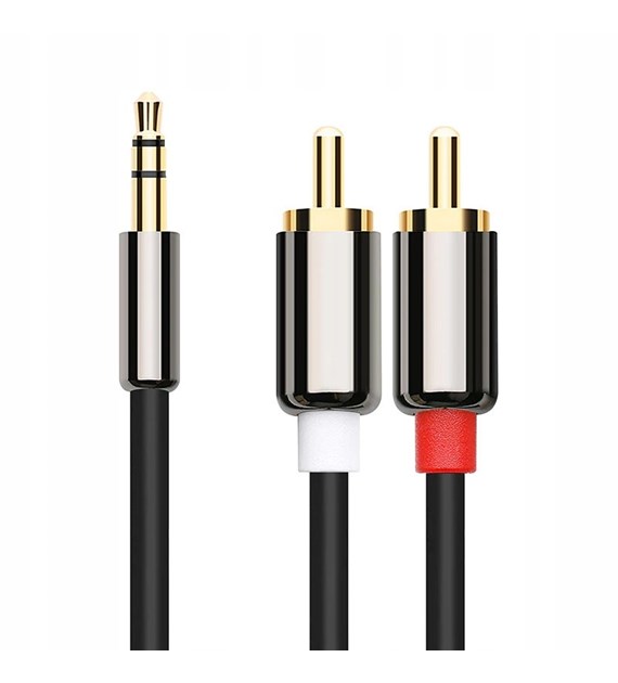 AUX Audio Mini Jack 3.5 mm 2x RCA Chinch Kabel 2m